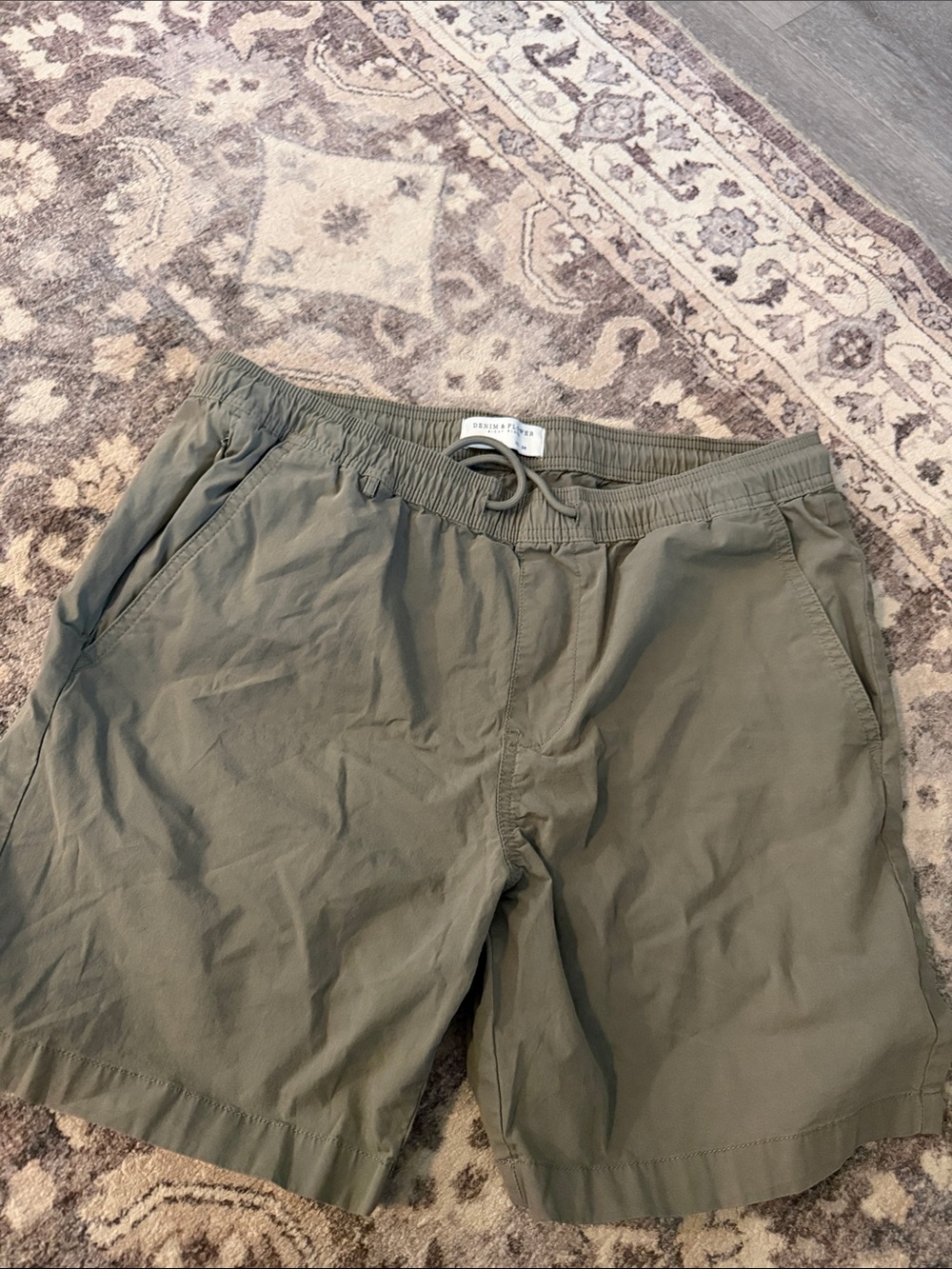 Denim & Flower Olive Drawstring Hybrid Shorts